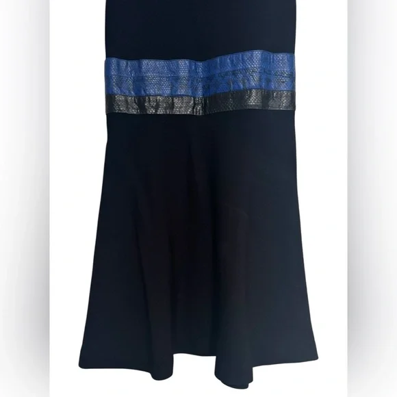 PROENZA SCHOULER $990 Retail Black Rattlesnake Trim Fit & Flare Dress, Size XS
